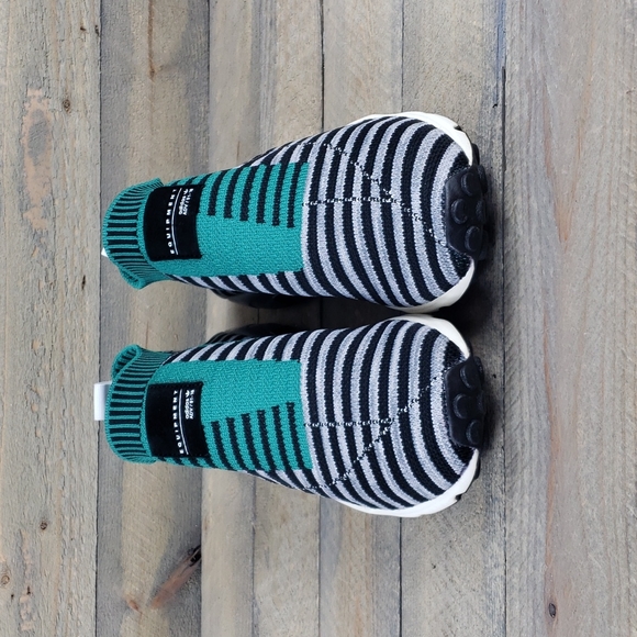 adidas Men's EQT Support SK Originals Primeknit Slip Ons Black Green Grey - Picture 6 of 11